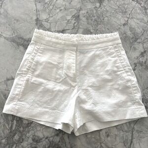 White Linen Ruffle High-waist J.Crew Shorts